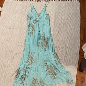 Elegant Blue and Gold Women's Dress